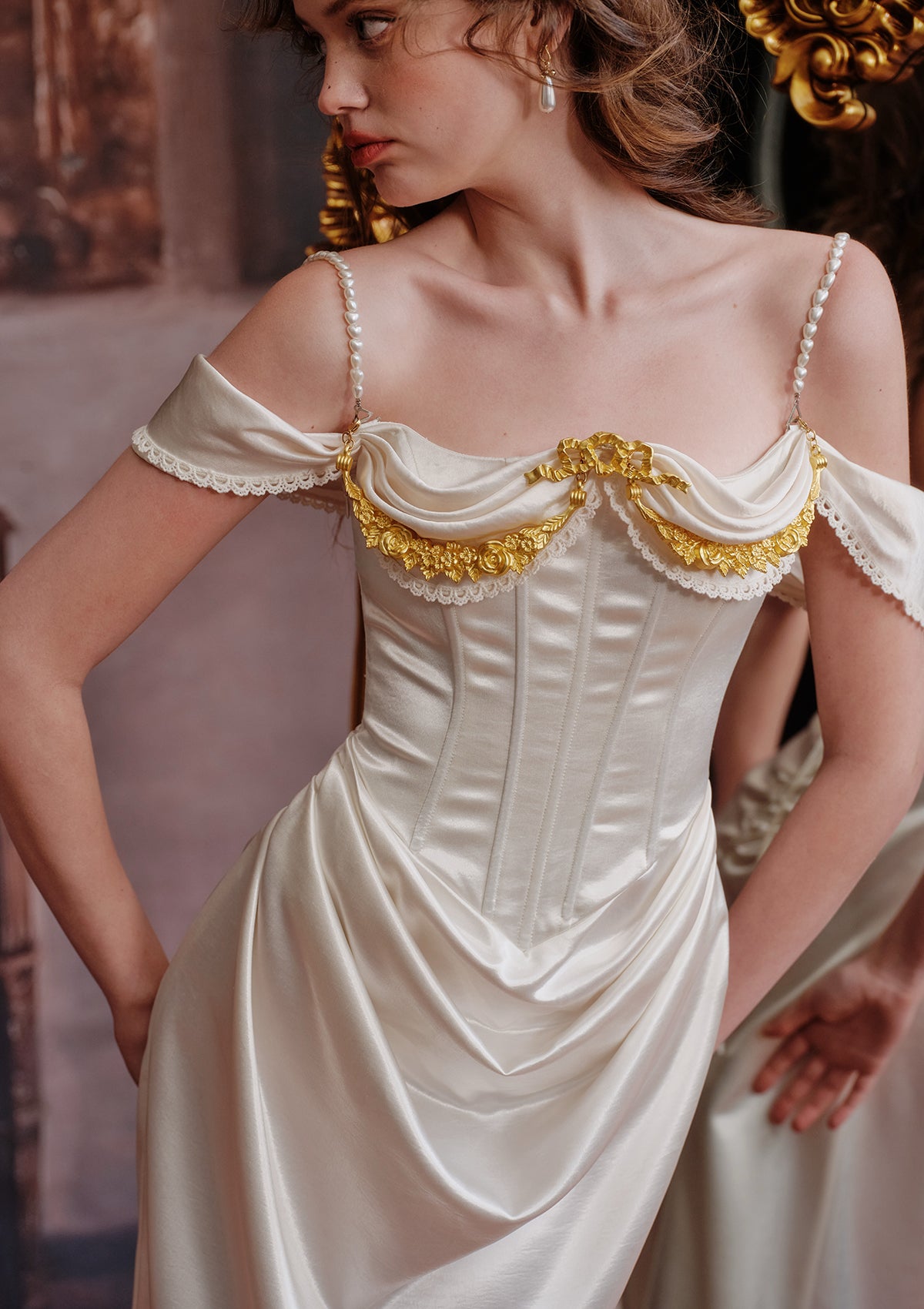 Ivory Maxi Corset Dress L Ivory Maxi Corset Dress L