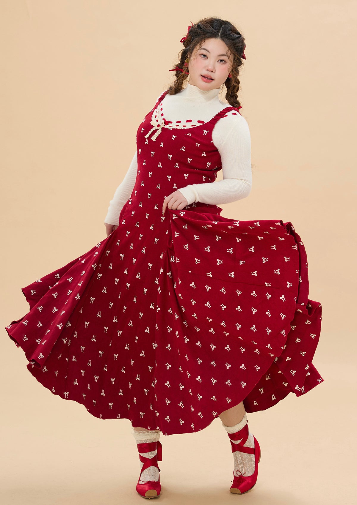 Curve & Plus Strawberry Newspaper Office Dress