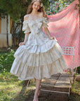 Lacemade "Bloom in Coral Island" Ivory Cotton Floral Corset Dress