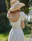 Lacemade lace up tie back white eyelet dress - Backless vintage style