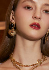 Thorn Black Agate Earring