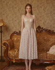 Lacemade Corset Lace Dress - Shimmering Gold Threaded Evening Look