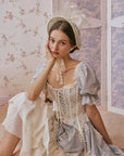Lacemade Light Blue Regencycore Bridgerton Dress with Puff Sleeves