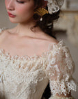 "Tear of Blossom and Candle" Corset Dress - Lace Puff Sleeves