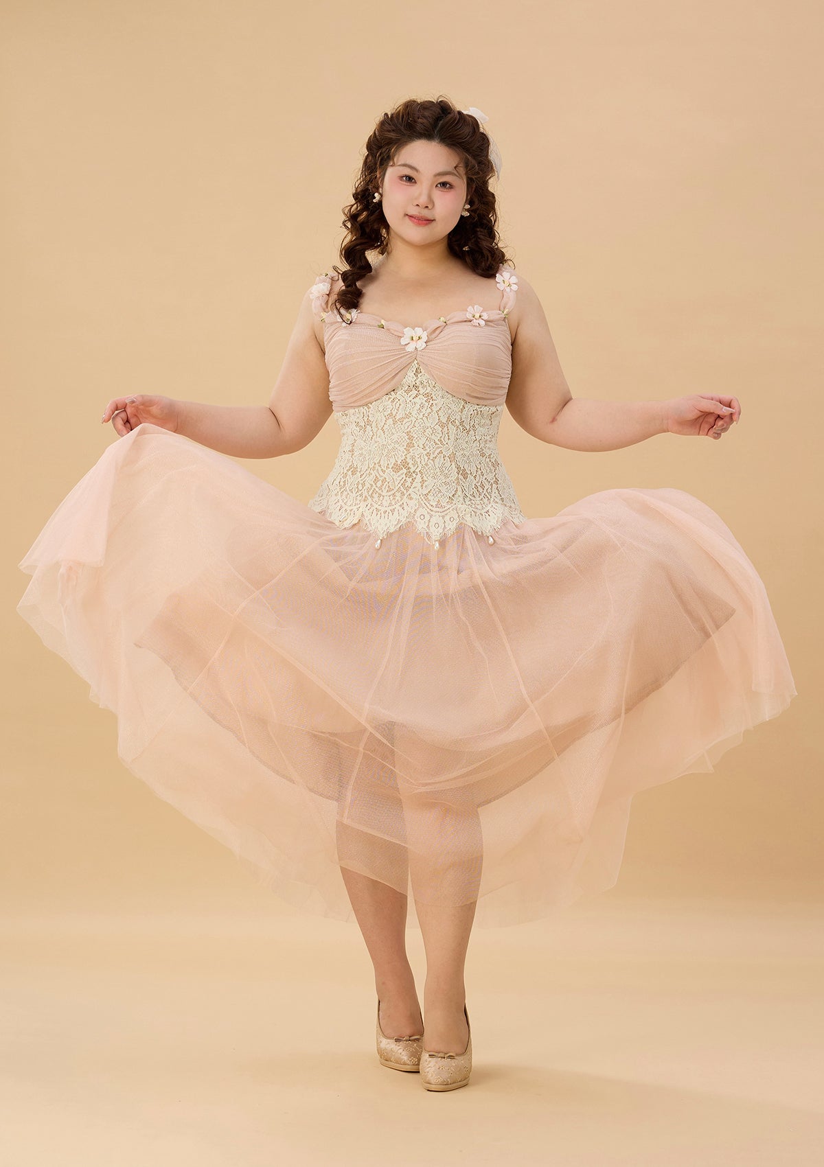 theredthread S lace up curve dress グレー theredthread S lace up curve dress グレー