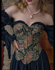 Lacemade "Flower & Mirror" Victorian Black Overbust Corset