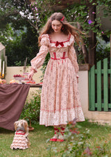 (US Exclusive)Red Apple Wreath Cottage Dress