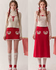 Strawberry Post Office Knit Skirt