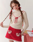 Strawberry Post Office Knit Skirt