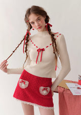 Gestrickter Erdbeer Postamt Rock