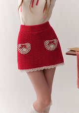 Gestrickter Erdbeer Postamt Rock