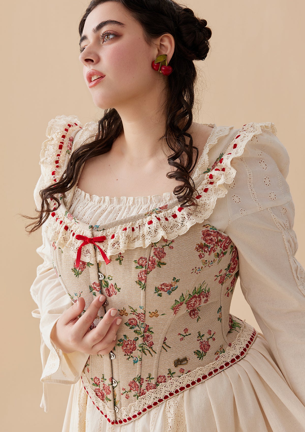 Curve & Plus Rosey Christmas Cottage Corset 