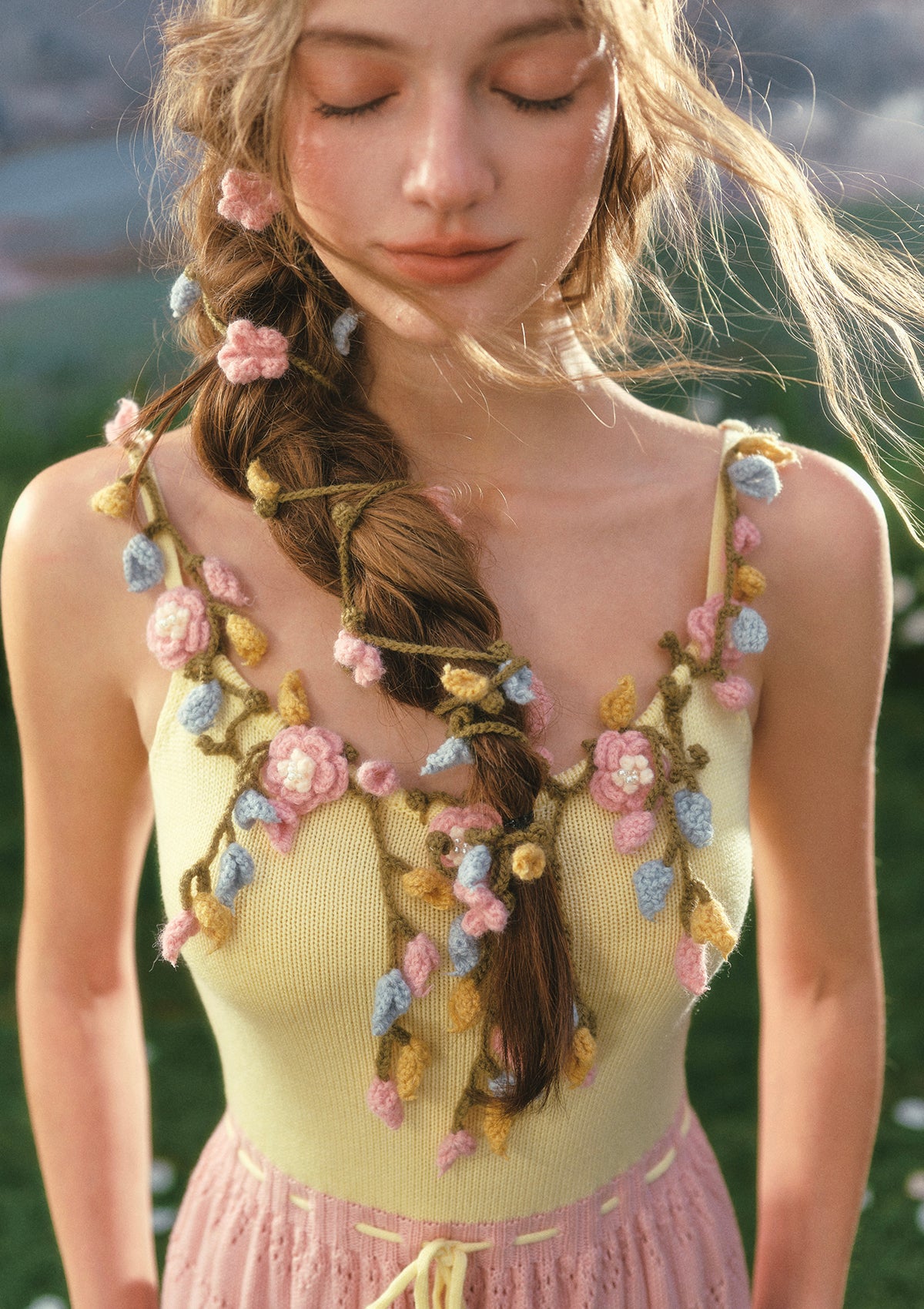 Flower Vine Novel Knit Dress In Stock / S