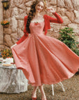 Lacemade "Afternoon Berry Tea Dress" - Red and White Gingham Midi Dress