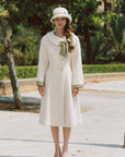 Curve&Plus Sunlit Daisy Wool Coat (White)