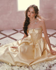 Lacemade Belle's Gilded Corset Dress - Shimmering champagne gold satin