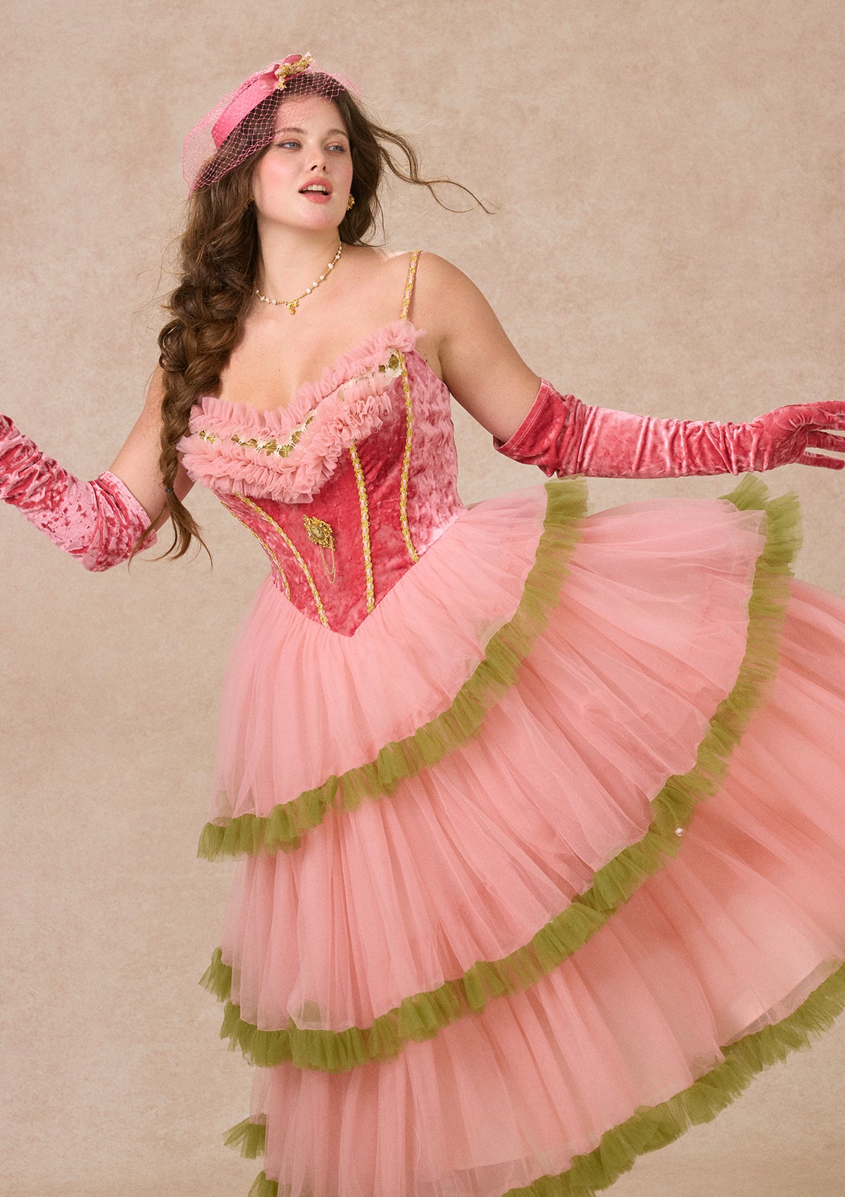 Curve&Plus Grape Grinda Corset Dress (Long) In-stock / 1XL
