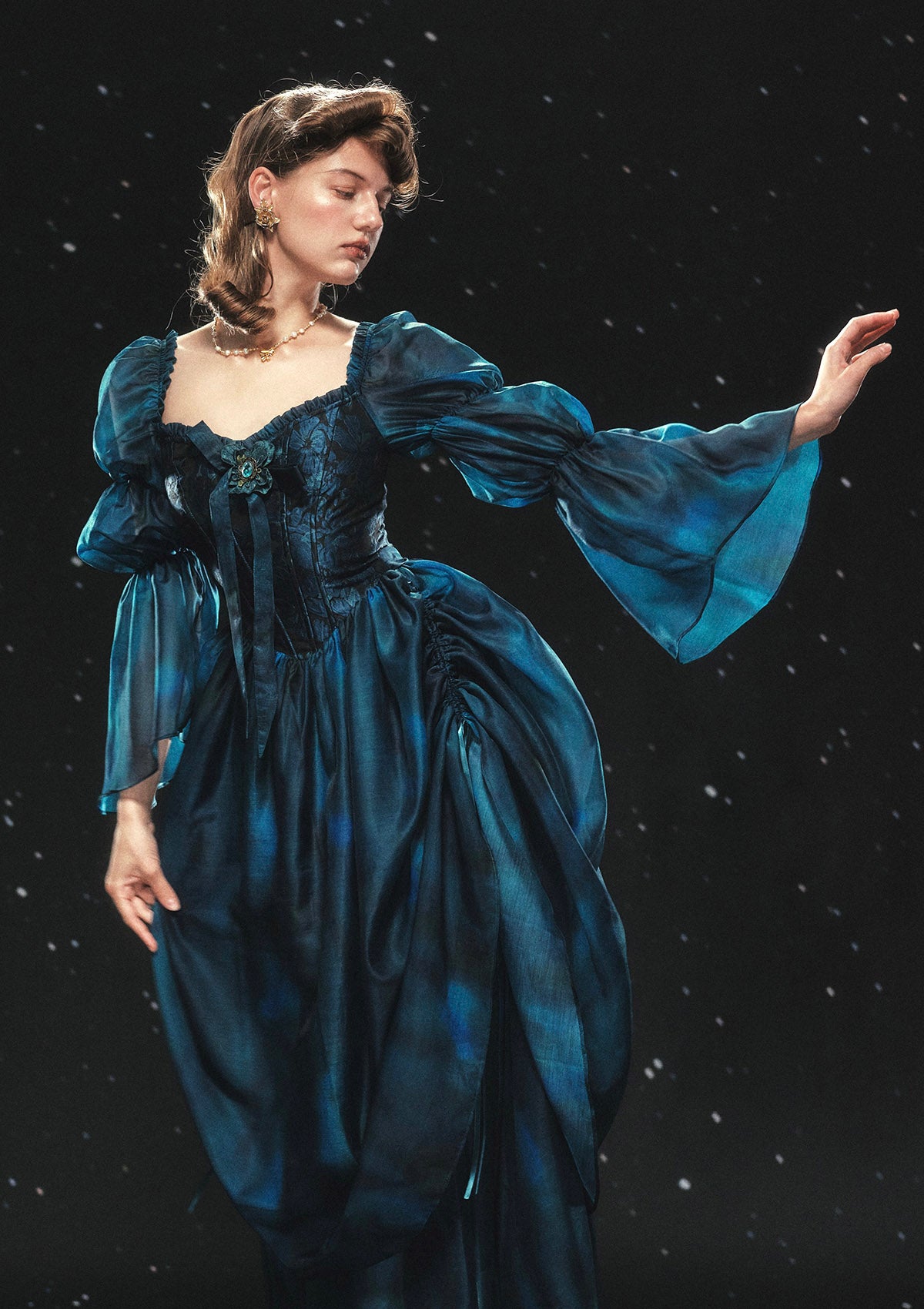 Blue Organza Corset Dress | Morpho Helena - LaceMade Pre-order / XS Blue Organza Corset Dress | Morpho Helena - LaceMade Pre-order / XS