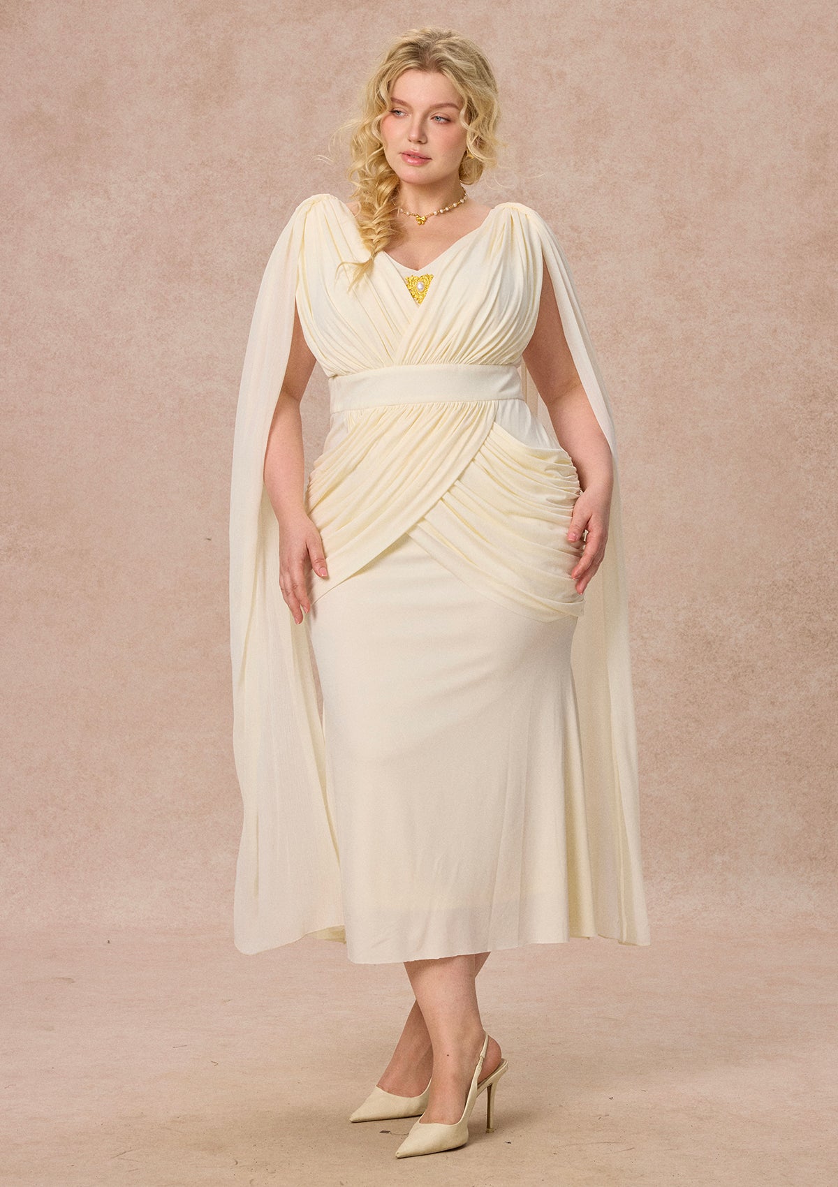 Athenian White Goddess Dress 1XL / In-stock