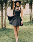 Lacemade "Beyond Campus" Square Neck Black Mini Dress