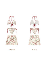 Vibrant Strawberry Three-piece Bikini Set