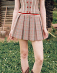 Lacemade "St. Paul Crimson Berry" Houndstooth Mini Skirt