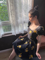 Moonlit Gold Camellia Dress