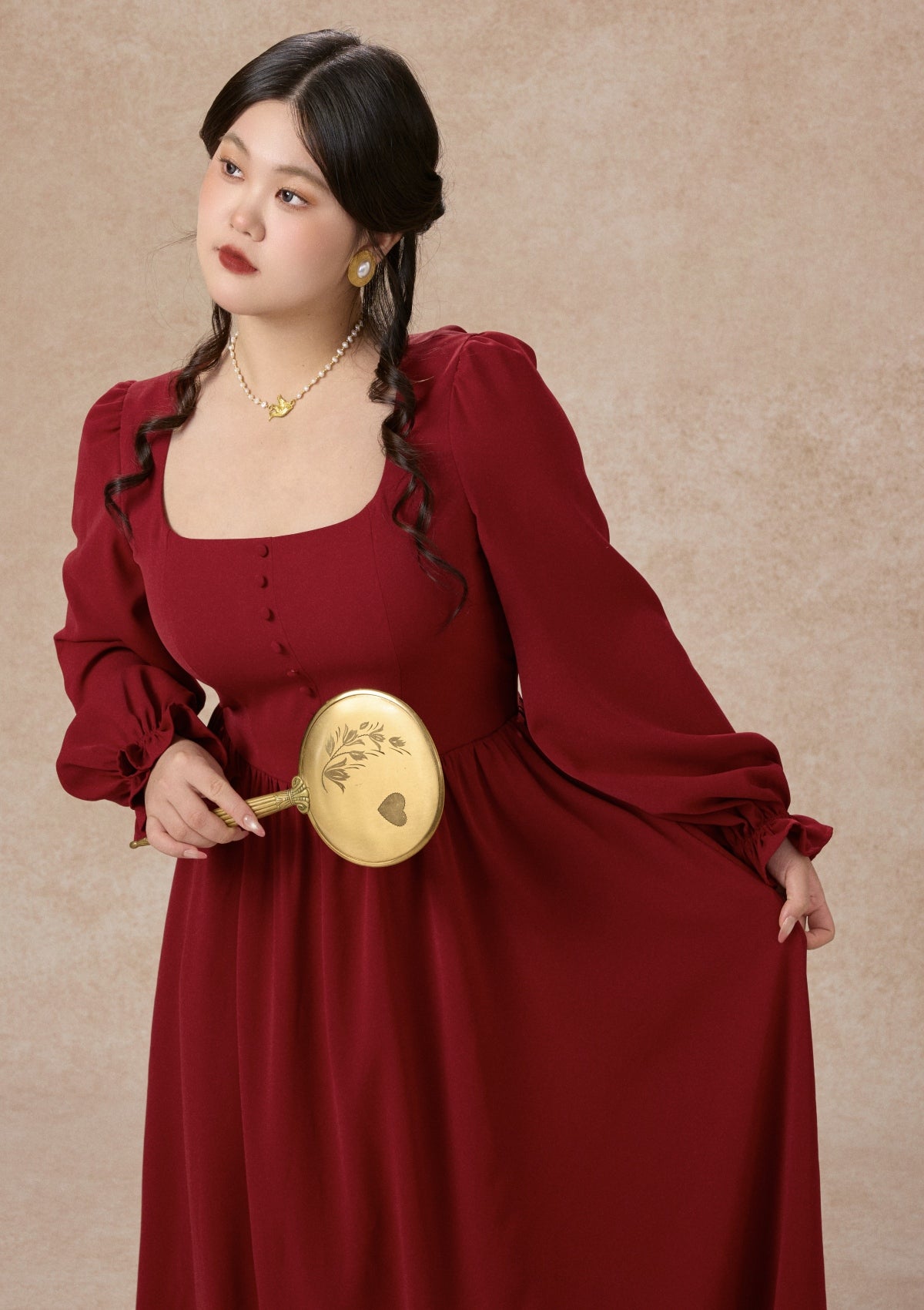 Curve&Plus Passionate Love Bordeaux Dress