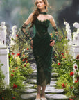 Lacemade "Forest Muse" - Dark romantic forest green fairycore dress