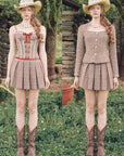 Lacemade "St. Paul Crimson Berry" houndstooth mini pleated skirt - vintage style