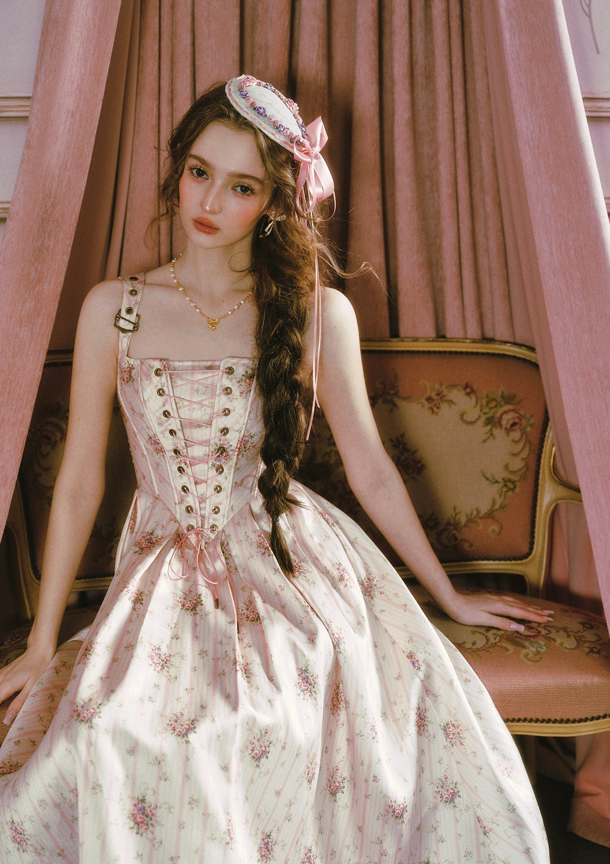 Afternoon Sweet Tea Dress (Pink) XS