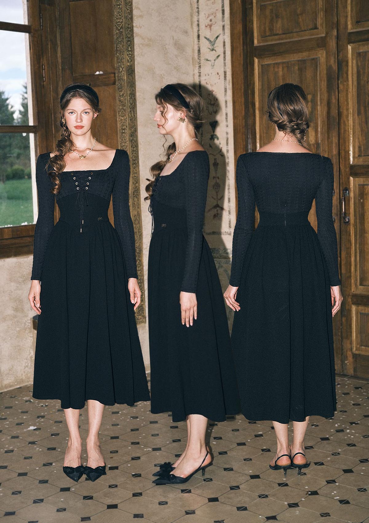 Courtyard Rendezvous Knit Dress (Black) – LaceMade