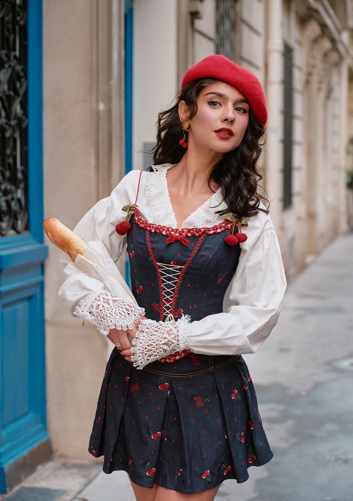 corset cowgirl dress Cherry Lunette Kenzie Satin Asymmetrical This denim dress has Size:EUR40 studios