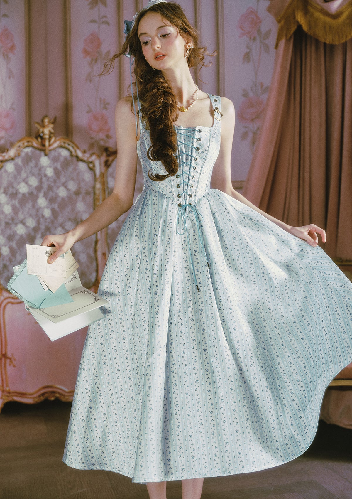Afternoon Sweet Tea Dress (Blue) In-stock / XS