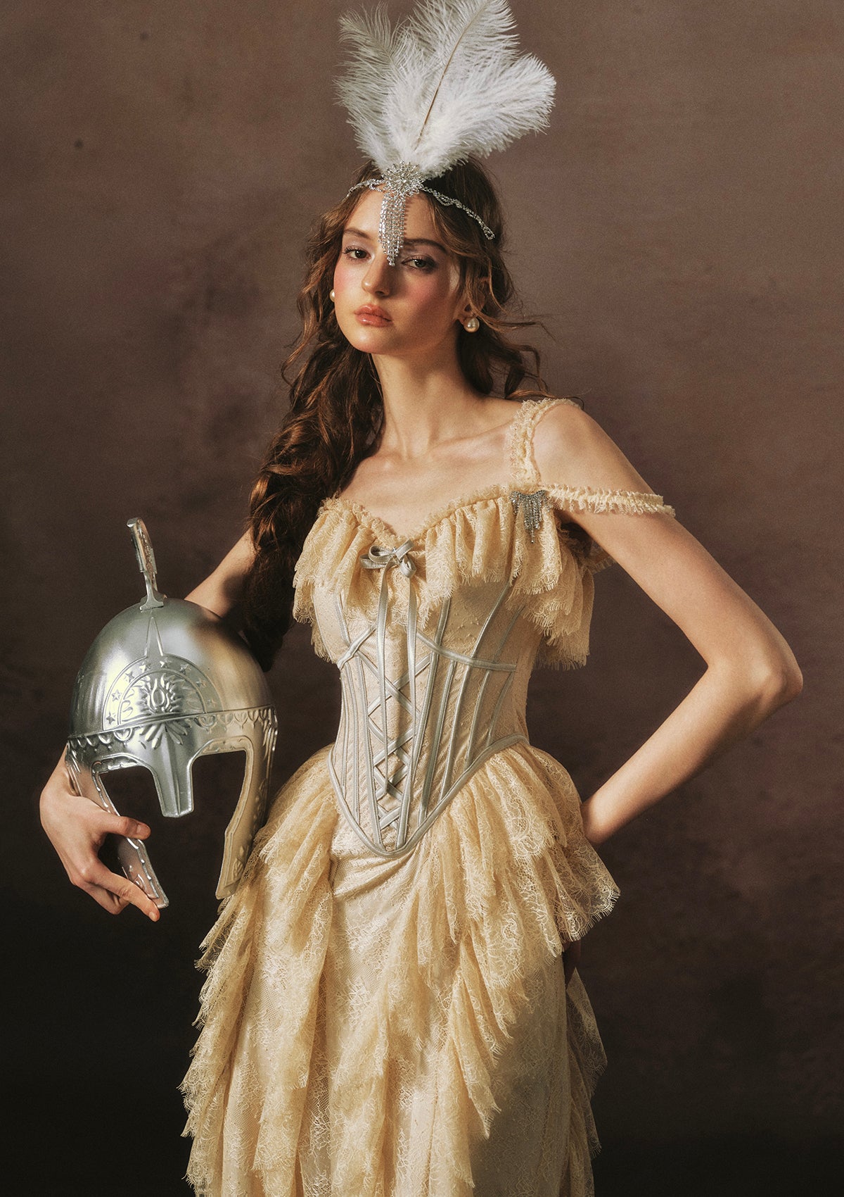 Golden Veil Valkyrie Corset Dress In-stock / M