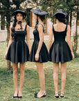 Beyond Campus Black Mini Dress - Front, Side and Back View