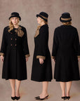 Curve&Plus Sunlit Daisy Wool Coat (Black)