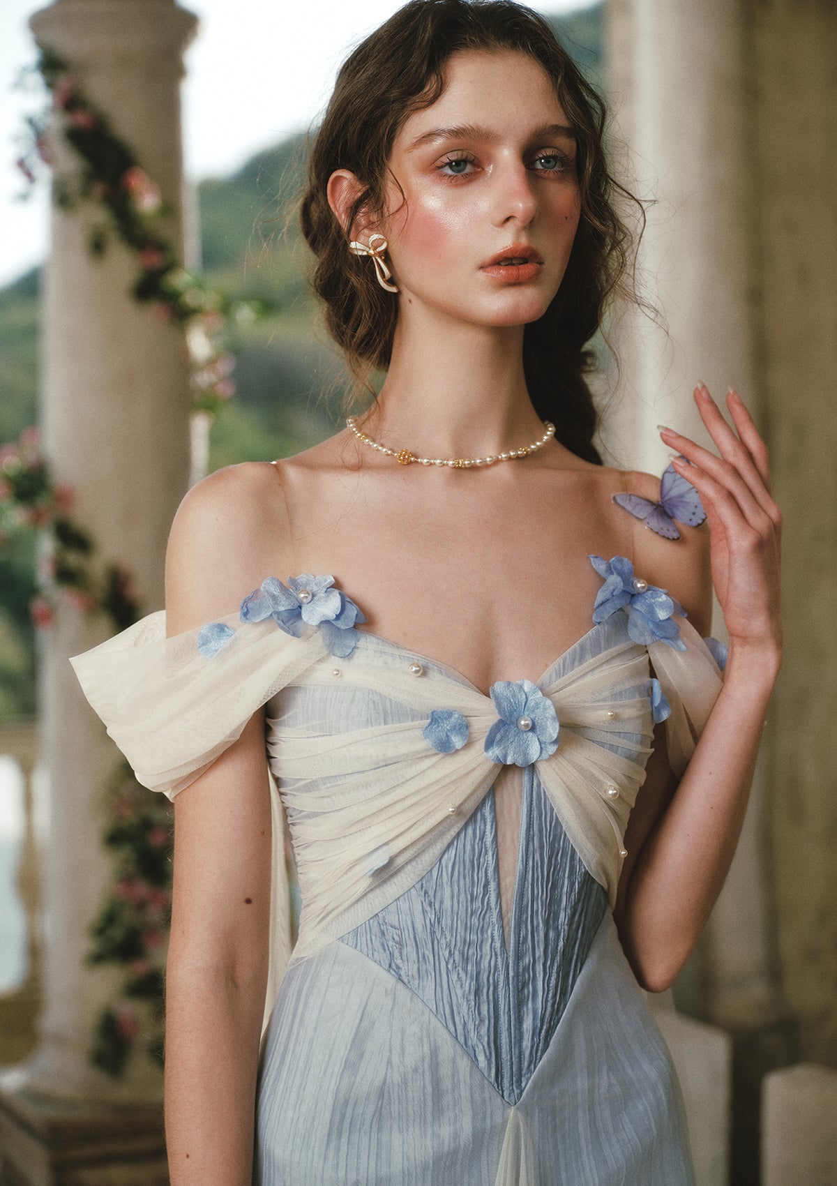Blue Corset Dress | Tulle Midi Prom Dress