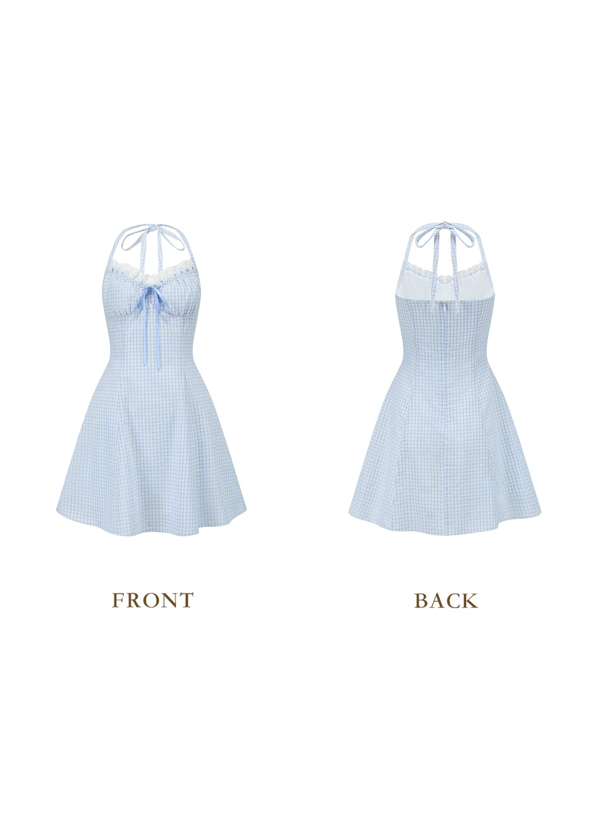 Blue Gingham Sweetheart Dress, XS
