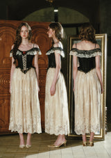 Midnight Crimson Rose Corset Dress