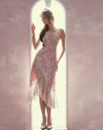Lacemade "Floral Vine Fairy Shoes" - Elegant mermaid silhouette lace midi dress