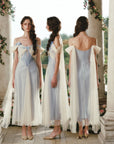 Lacemade "Blue Iris Bird" layered tulle dress - front, side and back view