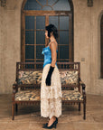 Lacemade "Sapphire" Blue Satin Lace Up Vintage Corset