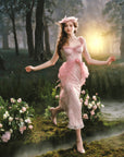 Pink Crabapple Blossom Corset Dress