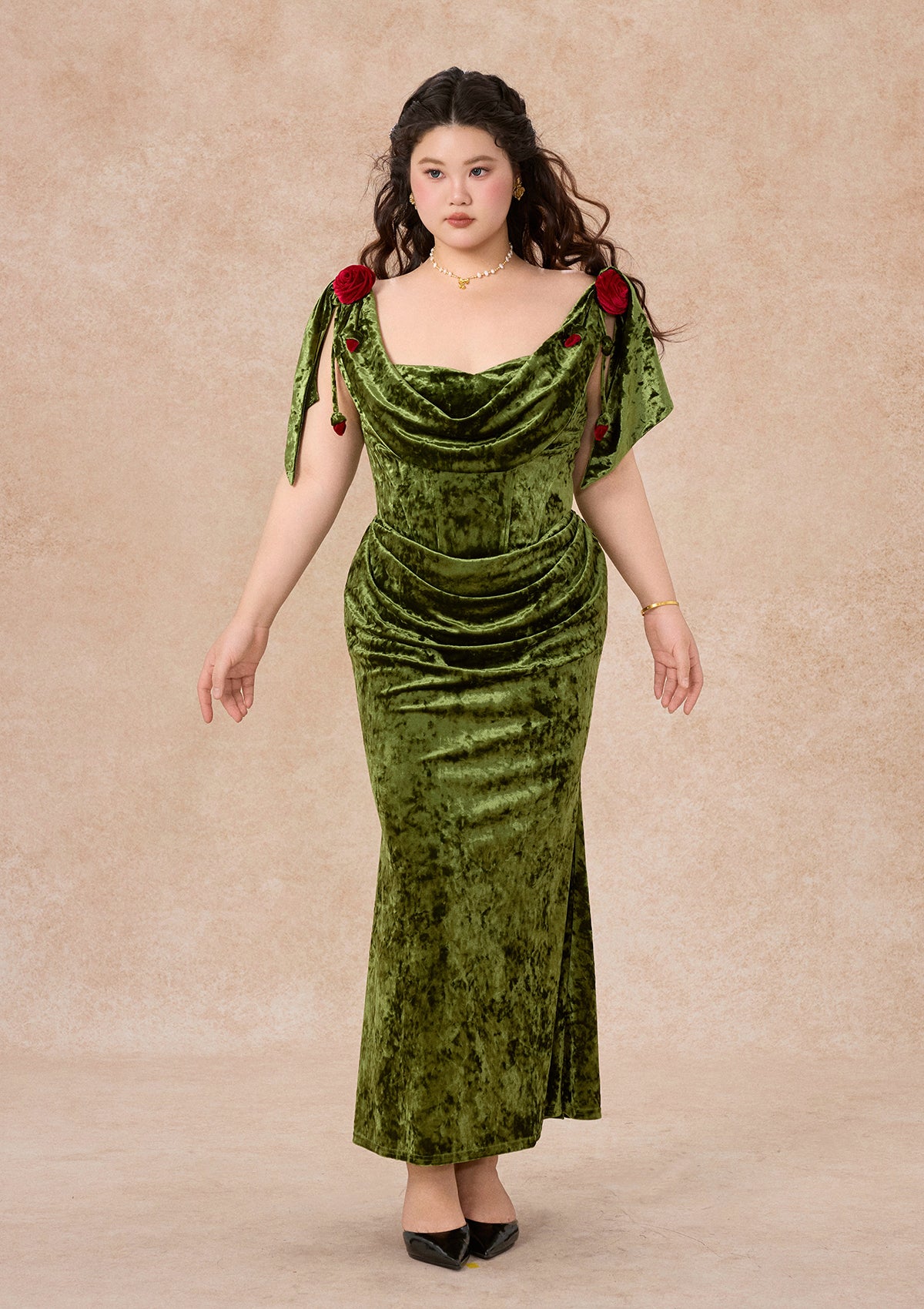 rose green dress Curve & Plus Greenwood Metamorphosis sequin+lengha