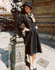 Sunlit Daisy Wool Coat (black)