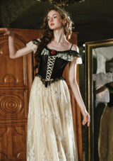 Midnight Crimson Rose Corset Dress
