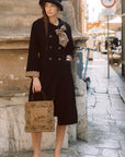 Sunlit Daisy Wool Coat (black)