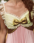 Whimsical Sunlit Blush Pleated Dress