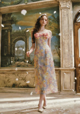 Oil Paint Floral Court Dress